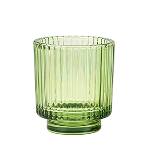 Custom Unique Shape New Design Embossed Green Glass Candle Jar with Holder