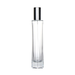 Wholesale 55ML Long Round Refillable Glass Perfume Bottle with Screw Silver Metal Cover